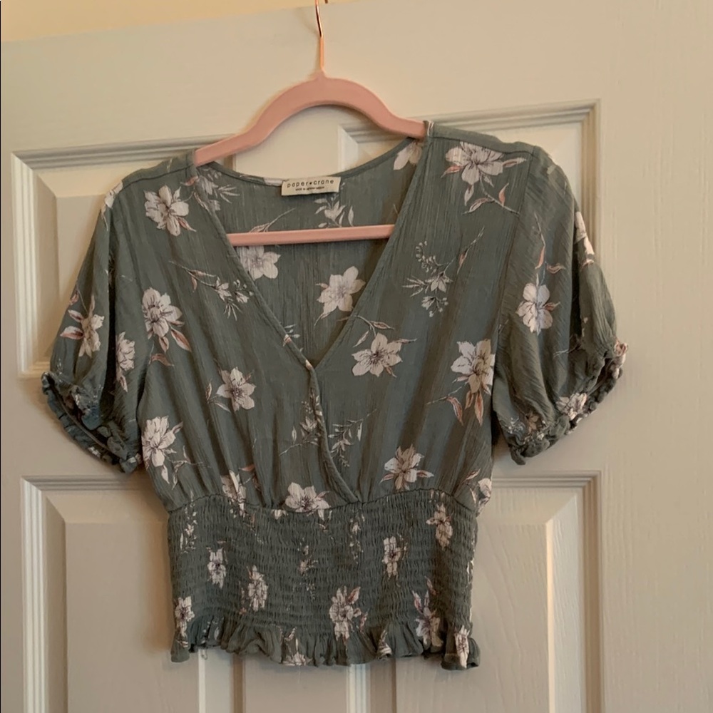Paper Crane Sage Floral Blouse